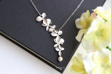 Jewelry- Orchid Flower Pendant Gold Silver Plated Flower Necklace