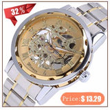 Brand Mechanical Steel Automatic Stylish Classic Skeleton Steampunk Wristwatch