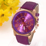 Geneva Platinum Watch Women PU Leather