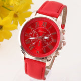 Geneva Platinum Watch Women PU Leather