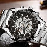 Luminous Automatic Mechanical Skeleton  Stainless Steel Band Wrist Watch
